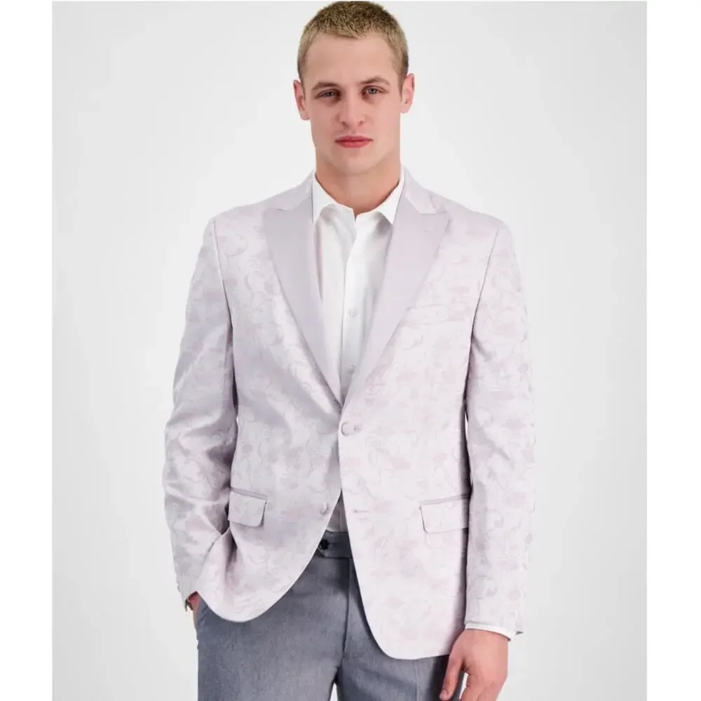 NWT Alfani Slim Fit Sport Coat Blazer Light Pink Floral Jacquard, Men's 42R - Picture 2 of 10